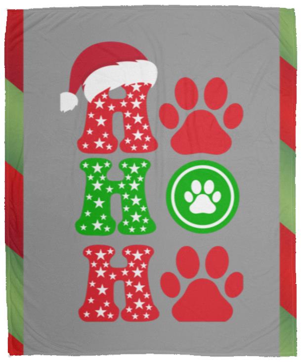 HO HO HO Cat Plush Fleece Christmas Blanket