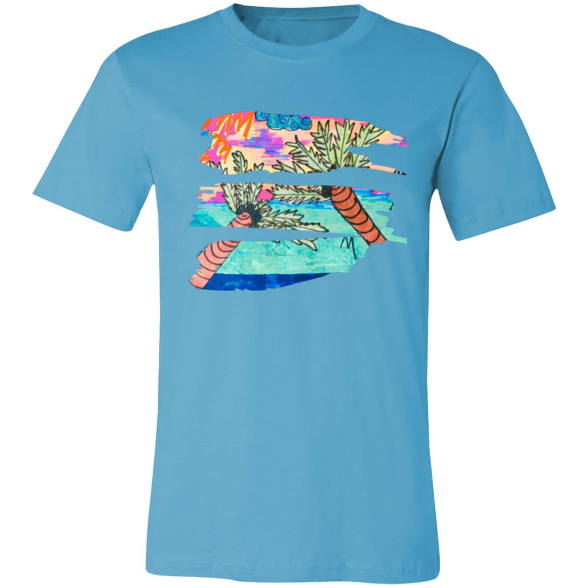 Vintage Palm Trees & Vitamin Sea Brush Stroke Unisex Jersey Short-Sleeve T-Shirt