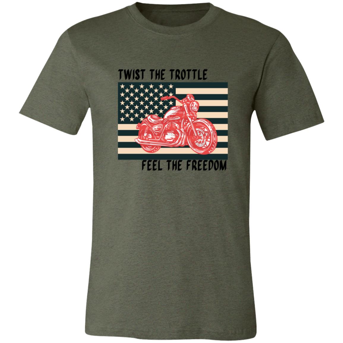 TWIST THE TROTTLE FEEL THE FREEDOM | AMERICAN FLAG T-SHIRT | FATHER'S DAY GIFT | GIFT FOR HIM