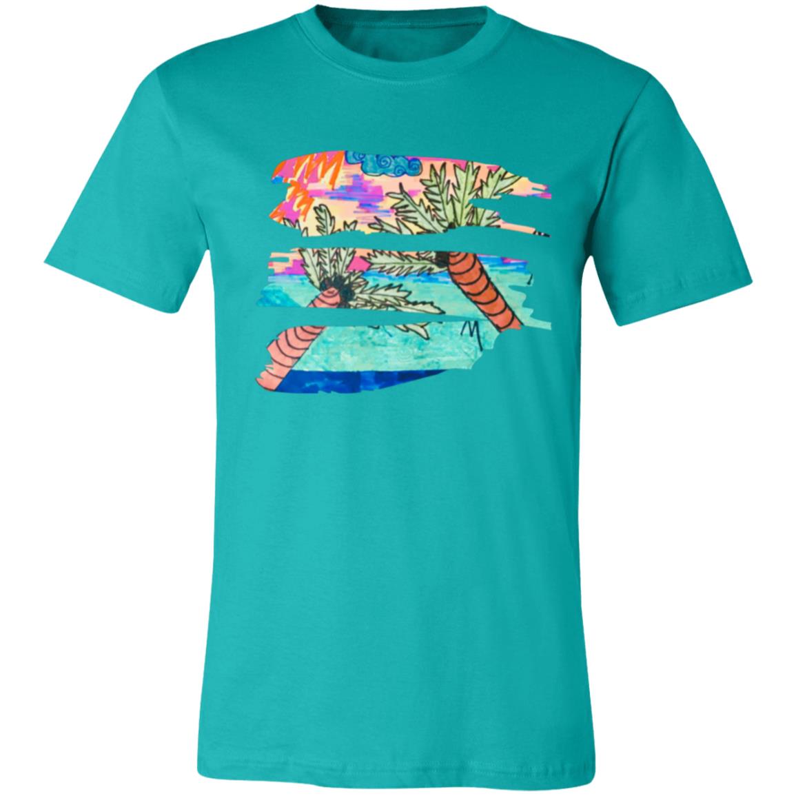 Vintage Palm Trees & Vitamin Sea Brush Stroke Unisex Jersey Short-Sleeve T-Shirt