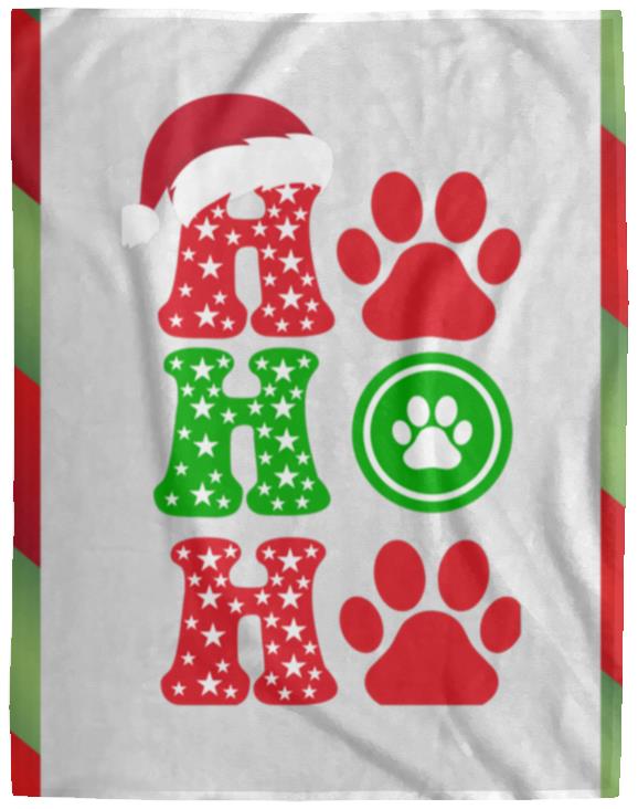 HO HO HO Cat Plush Fleece Christmas Blanket