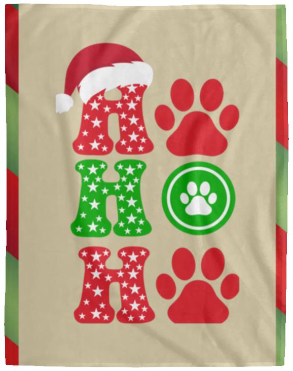 HO HO HO Cat Plush Fleece Christmas Blanket