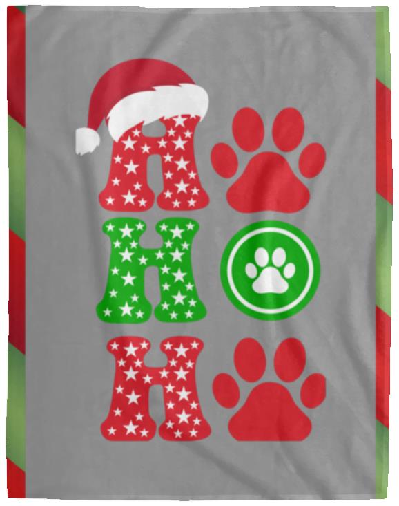 HO HO HO Cat Plush Fleece Christmas Blanket