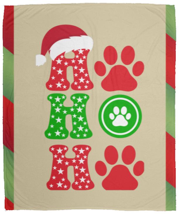 HO HO HO Cat Plush Fleece Christmas Blanket