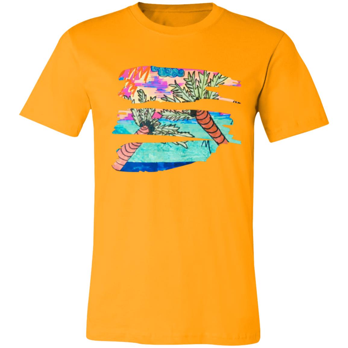 Vintage Palm Trees & Vitamin Sea Brush Stroke Unisex Jersey Short-Sleeve T-Shirt