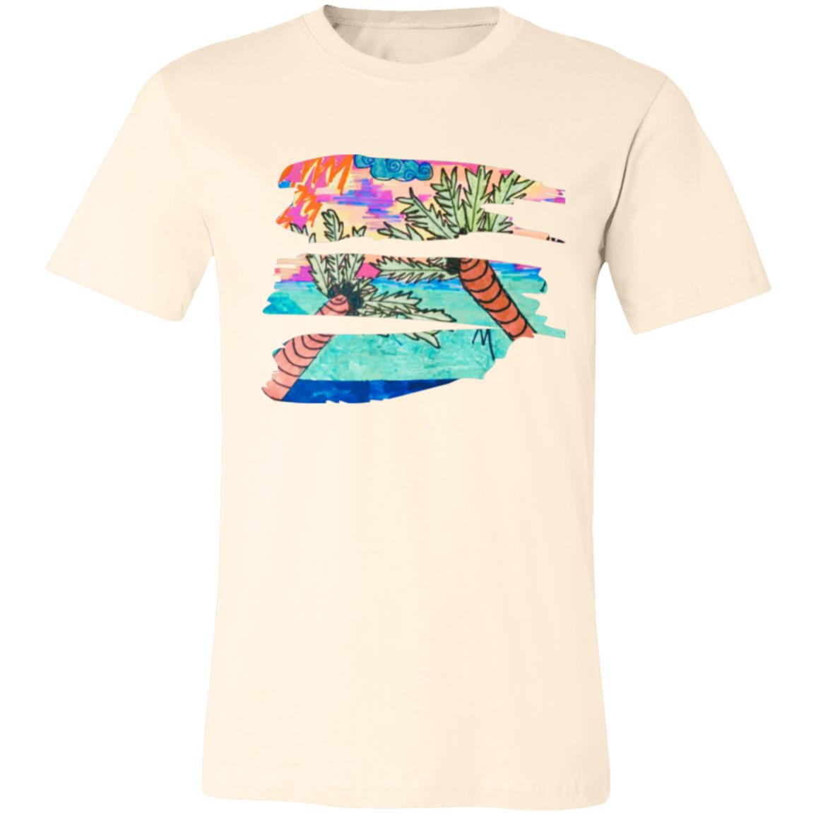 Vintage Palm Trees & Vitamin Sea Brush Stroke Unisex Jersey Short-Sleeve T-Shirt