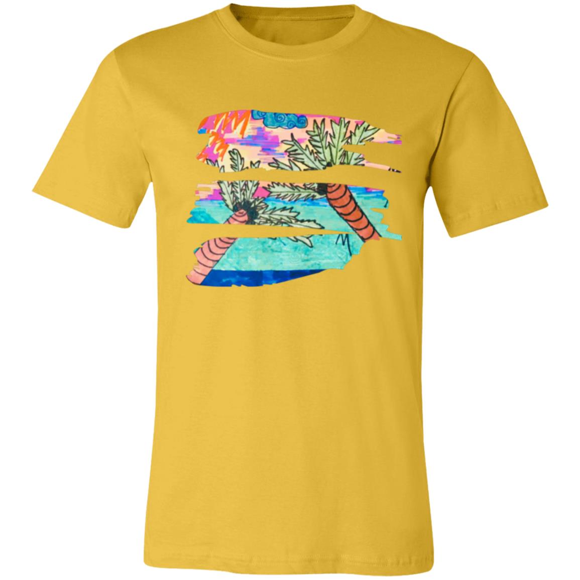 Vintage Palm Trees & Vitamin Sea Brush Stroke Unisex Jersey Short-Sleeve T-Shirt