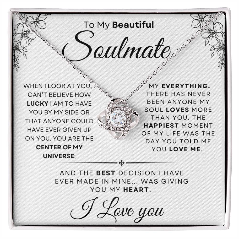 TO MY BEAUTIFUL SOULMATE | VALENTINE'S DAY GIFT | LOVE KNOT NECKLACE