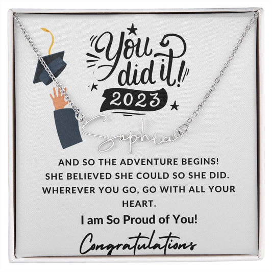 Signature Name Necklace with Message Card | Graduation Gift | Graduation 2023