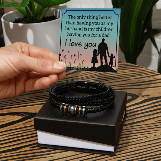 Love You Forever Bracelet | Father's Day Gift | Vegan Leather Bracelet for Him