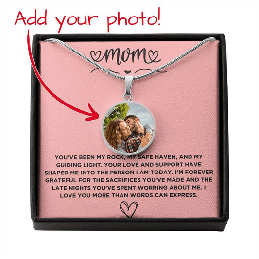 HAPPY MOTHER'S DAY | PERSONALIZED CIRCLE PENDANT NECKLACE | GIFT FOR MOM