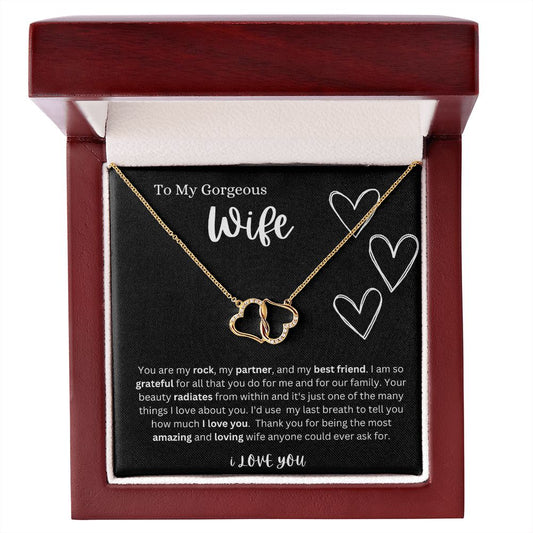 Everlasting Love | To My Wife | Valentine's Day Gift | To My Gorgeous Wife | Gift of Love | Heart Necklace | Gold & Diamond Heart Necklace