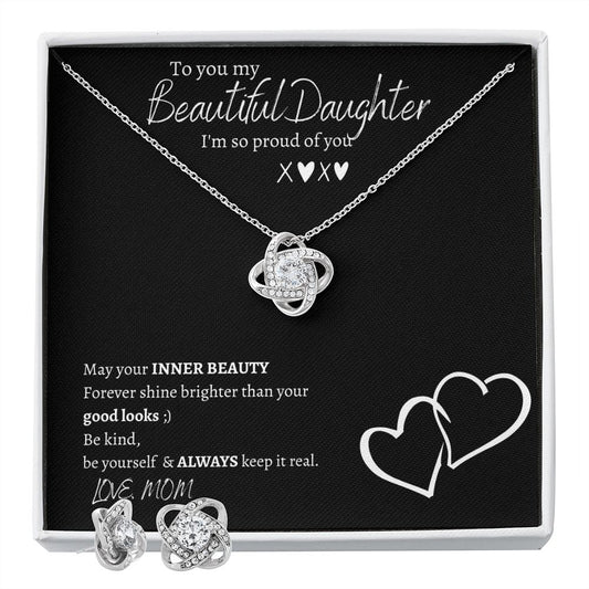 Love Knot & Earring Set | Valentine's Day Gift For My Daughter | Gift for My Daughter | To My Beautiful Daughter | Gifts of Love