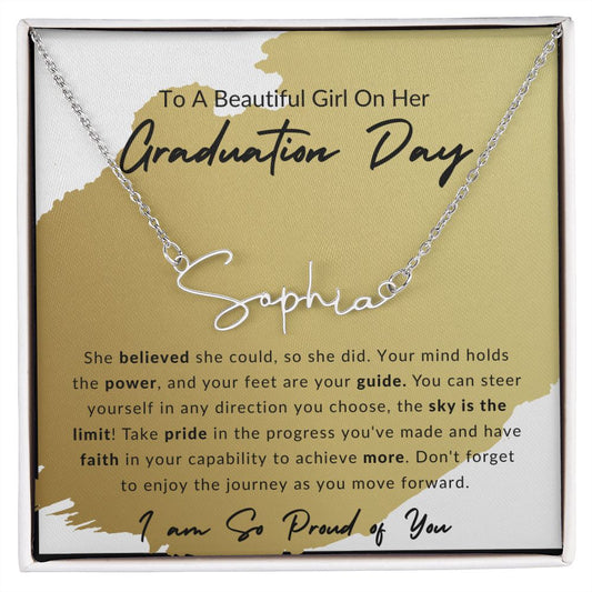 Signature Name Necklace with Message Card | Custom Name Necklace | Graduation Gift for Her | Graduation Gift