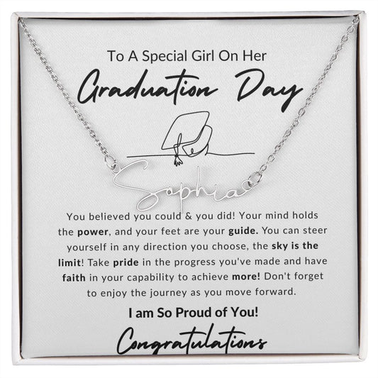 Signature Name Necklace with Message Card | Graduation Gift for Her | Graduation Gift for Daughter
